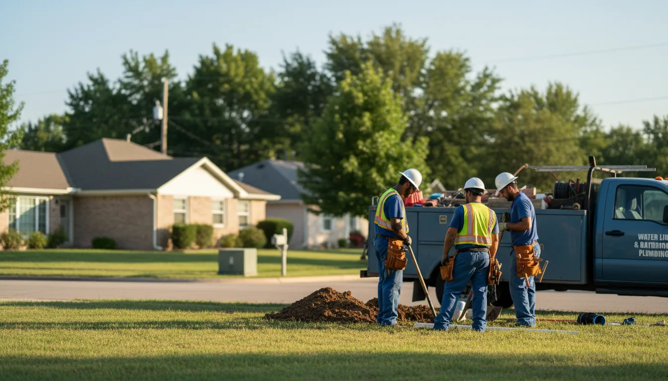 Residential water line and bathroom plumbing service in Jet, OK